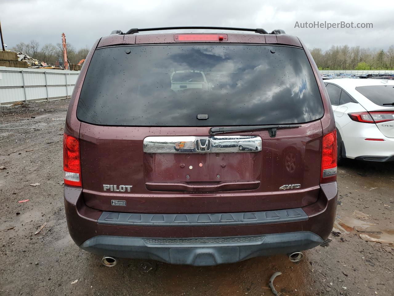 2013 Honda Pilot Exl Maroon vin: 5FNYF4H56DB037246