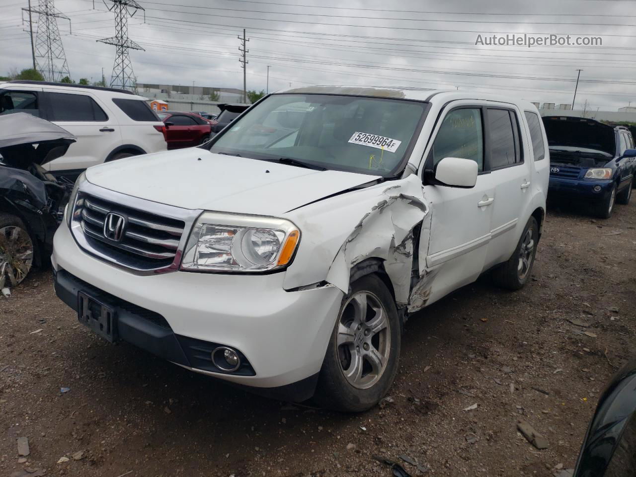 2013 Honda Pilot Exl White vin: 5FNYF4H59DB082620