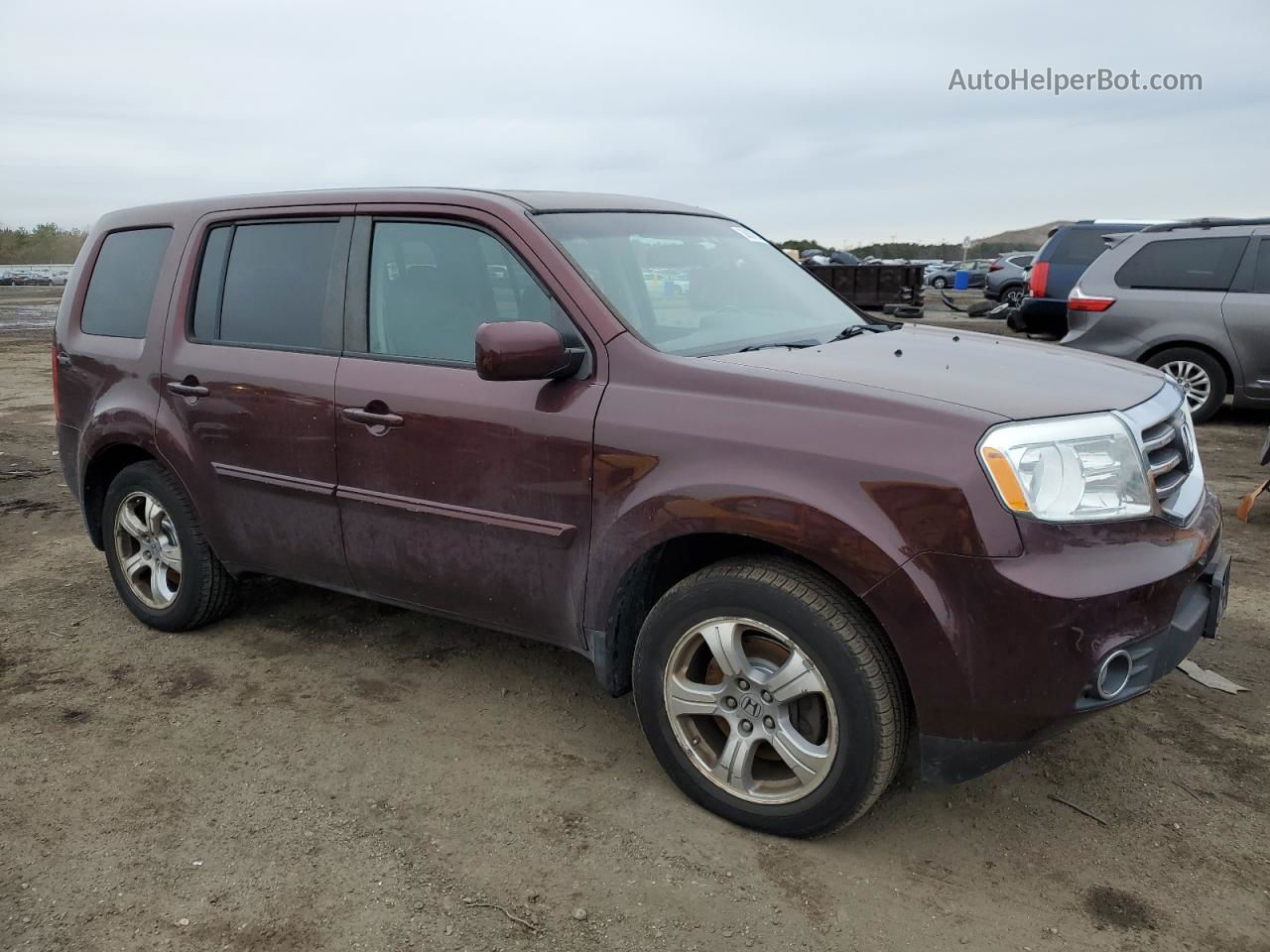 2013 Honda Pilot Exln Burgundy vin: 5FNYF4H74DB019751