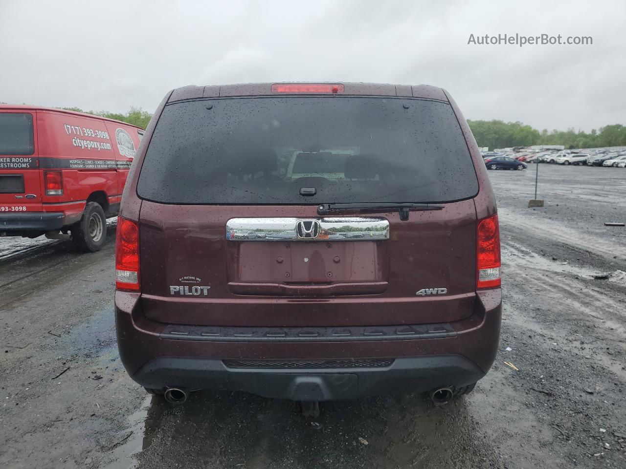 2013 Honda Pilot Exln Burgundy vin: 5FNYF4H74DB053849