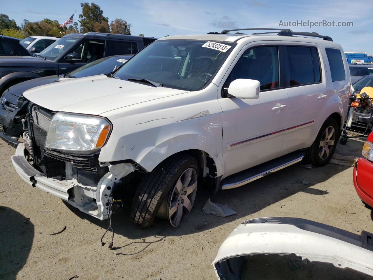 2015 Honda Pilot Touring Белый vin: 5FNYF4H99FB001962