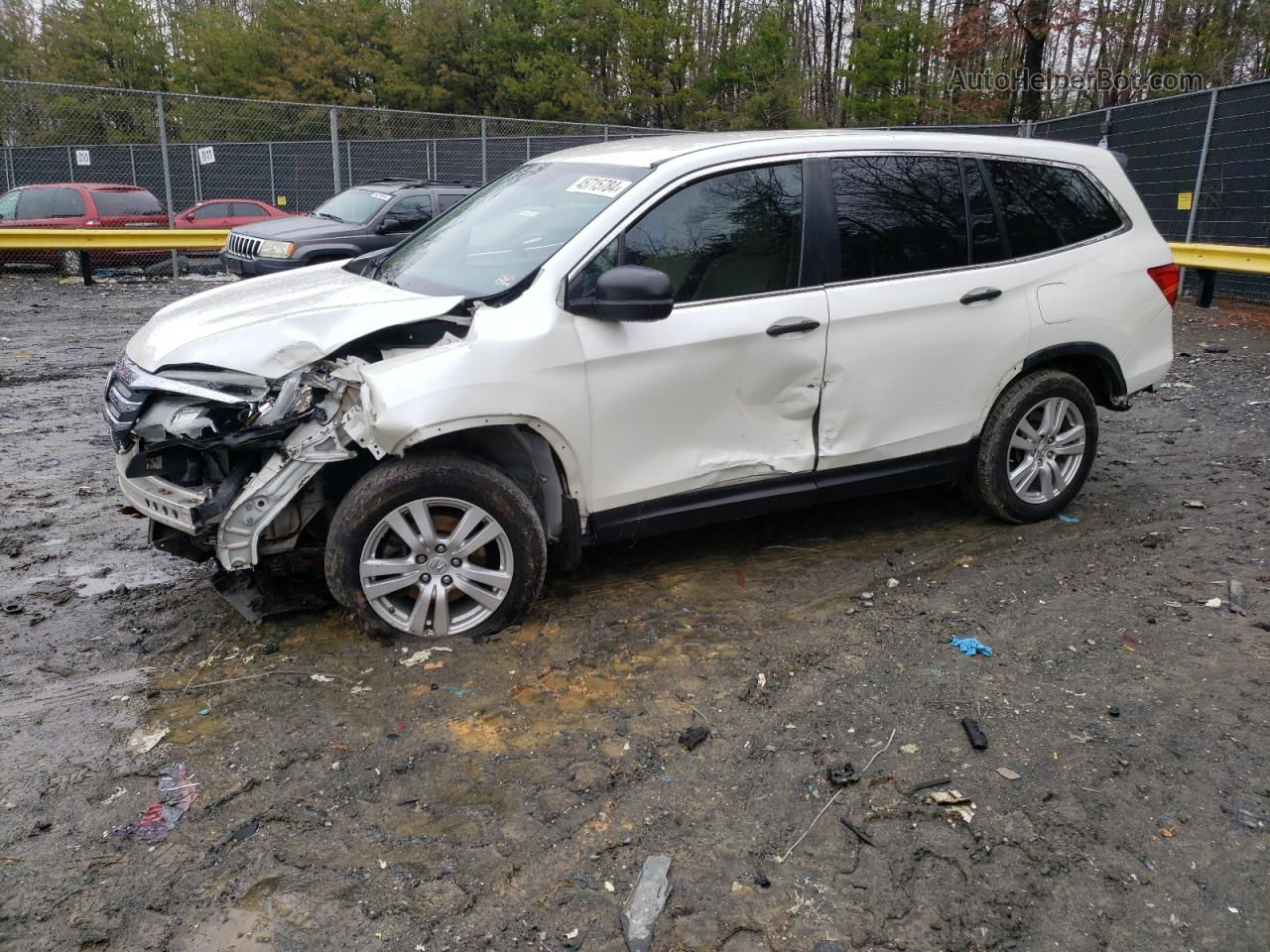 2016 Honda Pilot Lx White vin: 5FNYF5H11GB024251