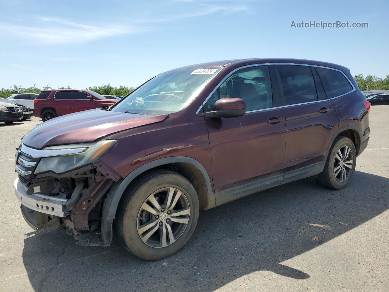 2016 Honda Pilot Ex Бордовый vin: 5FNYF5H38GB054302