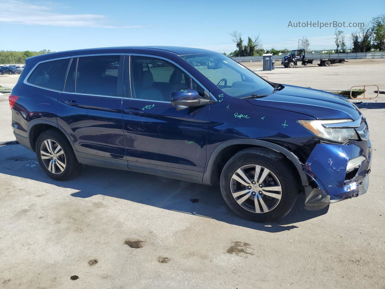 2017 Honda Pilot Exl Blue vin: 5FNYF5H58HB001733