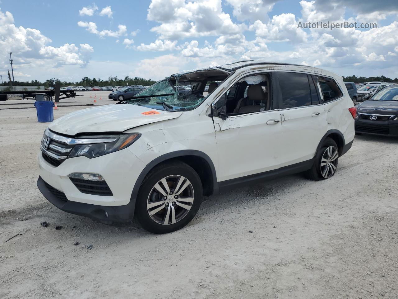 2016 Honda Pilot Exln White vin: 5FNYF5H75GB048668