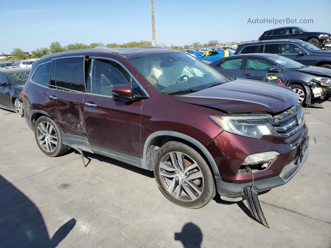 2016 Honda Pilot Touring Бордовый vin: 5FNYF5H95GB005711