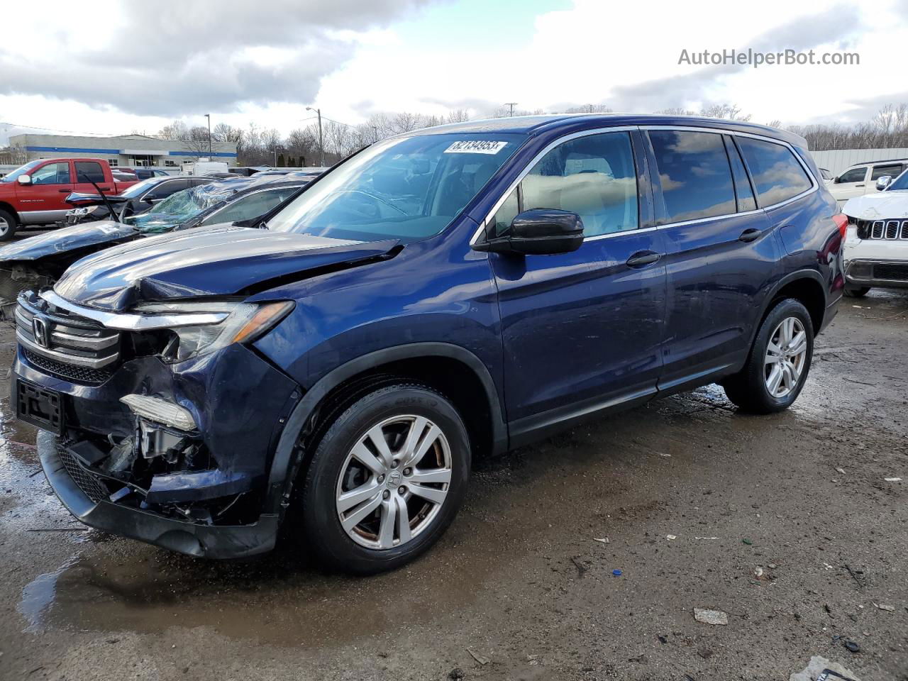 2016 Honda Pilot Lx Blue vin: 5FNYF6H14GB112698