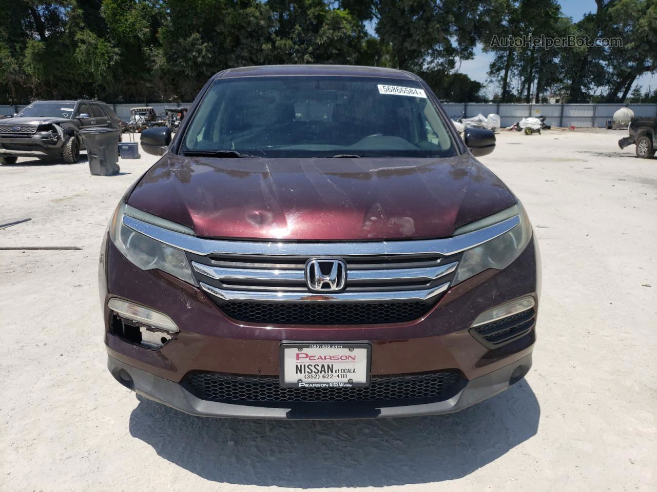 2017 Honda Pilot Lx Burgundy vin: 5FNYF6H17HB006277