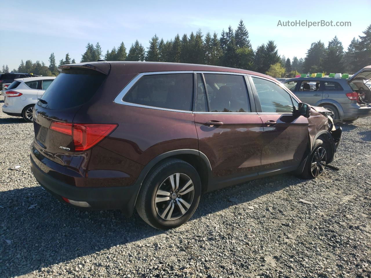 2016 Honda Pilot Ex Бордовый vin: 5FNYF6H3XGB002739