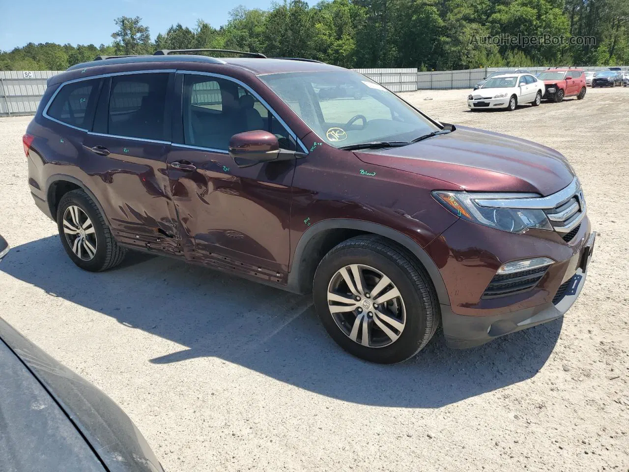 2017 Honda Pilot Exl Бордовый vin: 5FNYF6H51HB014040