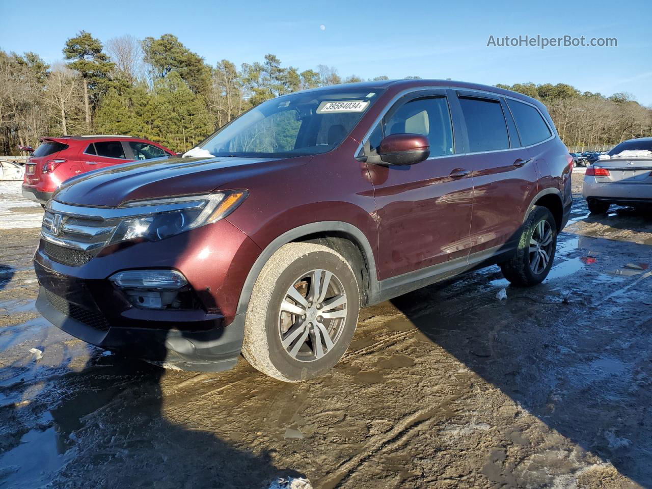 2017 Honda Pilot Exl Maroon vin: 5FNYF6H53HB044253