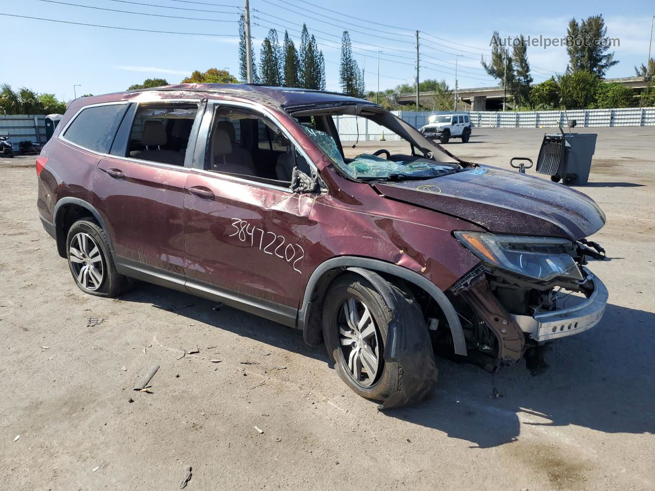 2017 Honda Pilot Exl Burgundy vin: 5FNYF6H57HB070564