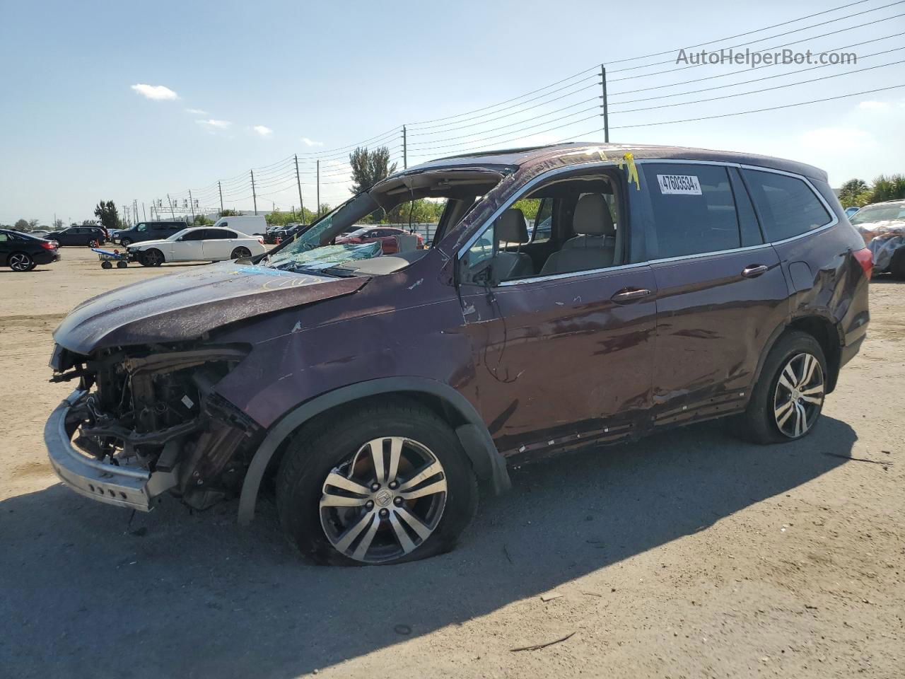 2017 Honda Pilot Exl Burgundy vin: 5FNYF6H57HB070564