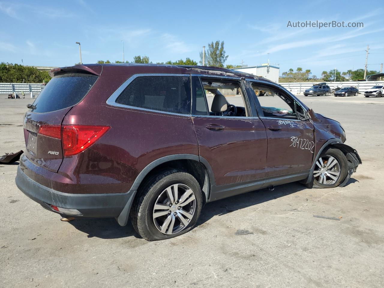 2017 Honda Pilot Exl Burgundy vin: 5FNYF6H57HB070564