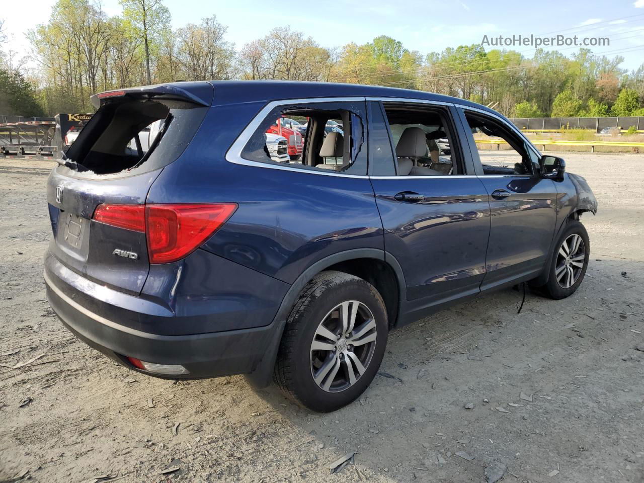 2017 Honda Pilot Exl Синий vin: 5FNYF6H59HB100938