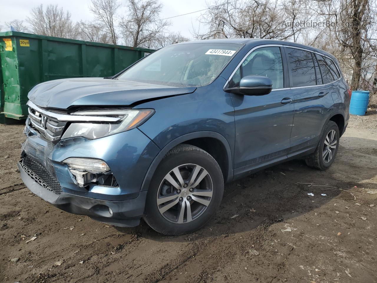 2016 Honda Pilot Exln Blue vin: 5FNYF6H70GB091241