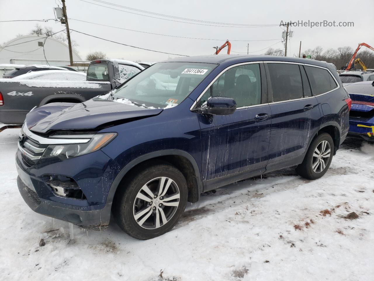 2016 Honda Pilot Exln Синий vin: 5FNYF6H73GB102877