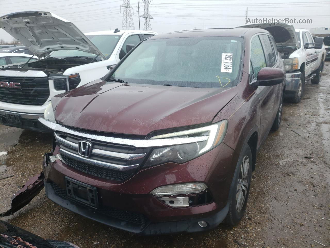 2016 Honda Pilot Exln Burgundy vin: 5FNYF6H78GB083940