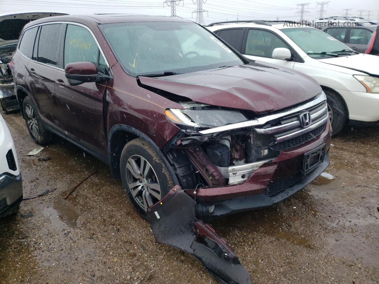 2016 Honda Pilot Exln Burgundy vin: 5FNYF6H78GB083940