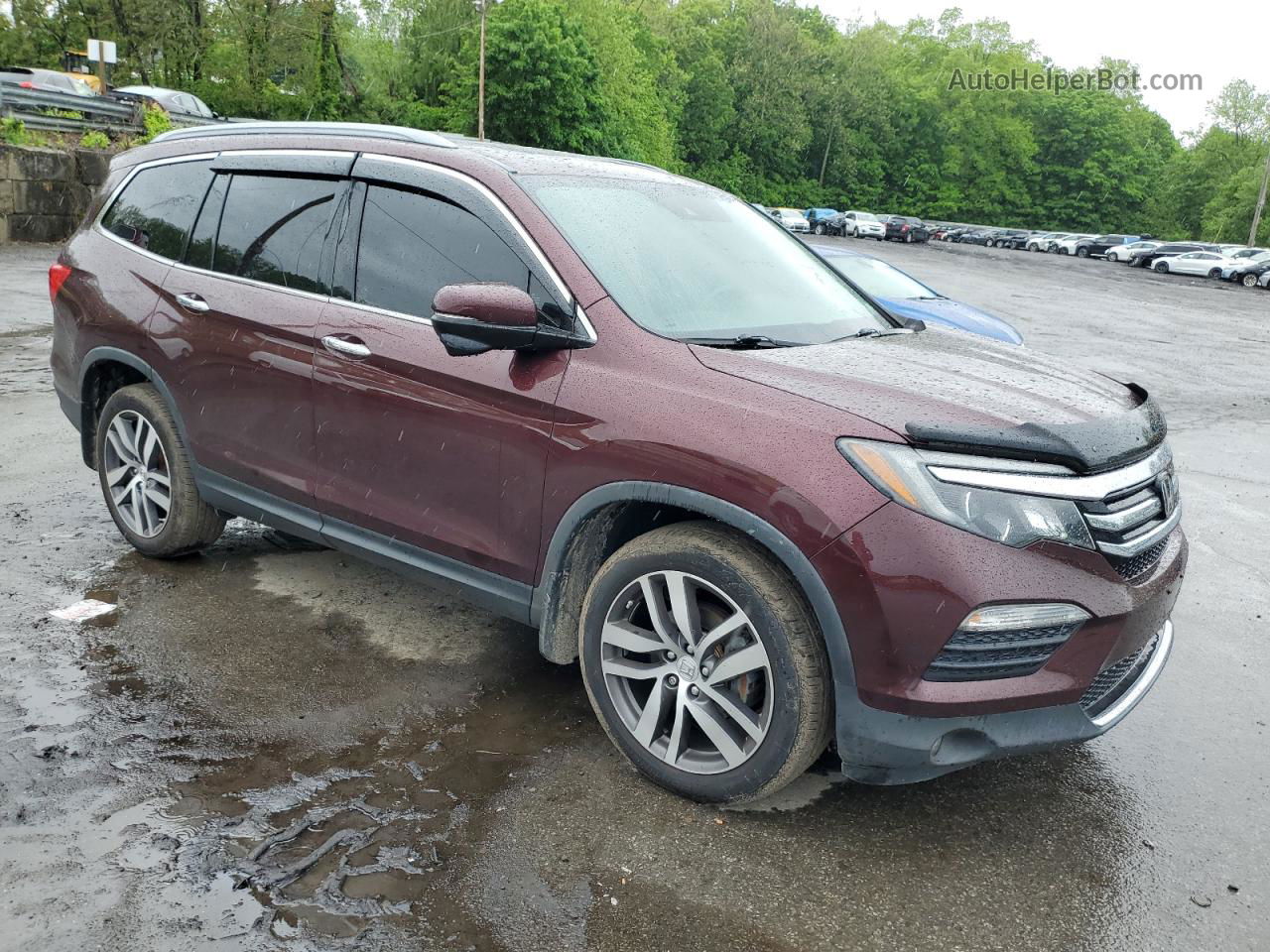 2016 Honda Pilot Touring Burgundy vin: 5FNYF6H9XGB126613