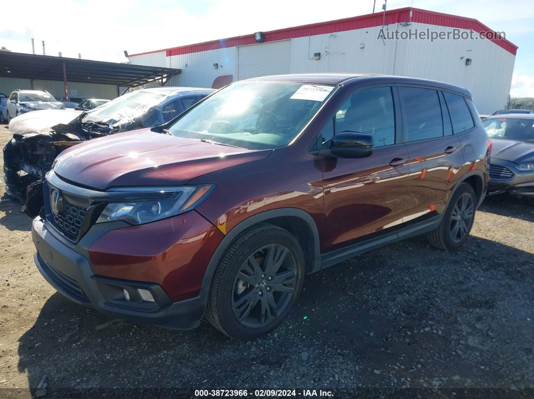 2019 Honda Passport Sport Burgundy vin: 5FNYF7H23KB005049