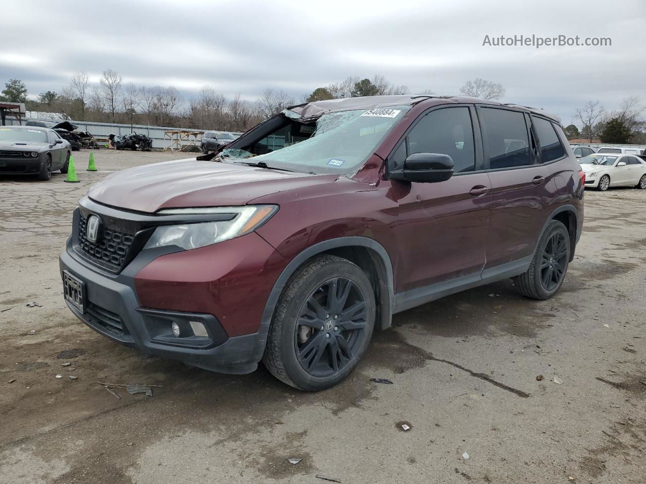 2019 Honda Passport Sport Maroon vin: 5FNYF7H23KB010946