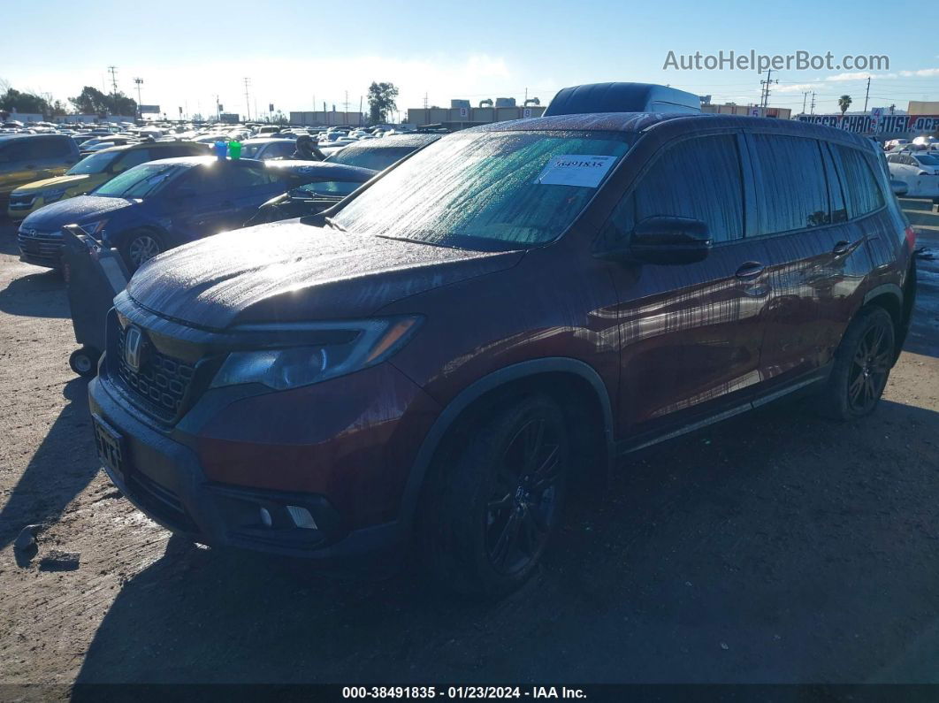 2019 Honda Passport Sport Burgundy vin: 5FNYF7H27KB007497