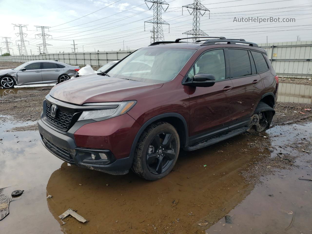 2019 Honda Passport Elite Темно-бордовый vin: 5FNYF8H05KB001900