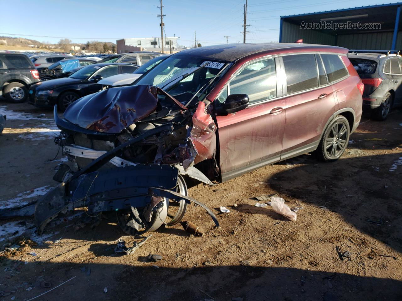 2019 Honda Passport Sport Maroon vin: 5FNYF8H2XKB019195