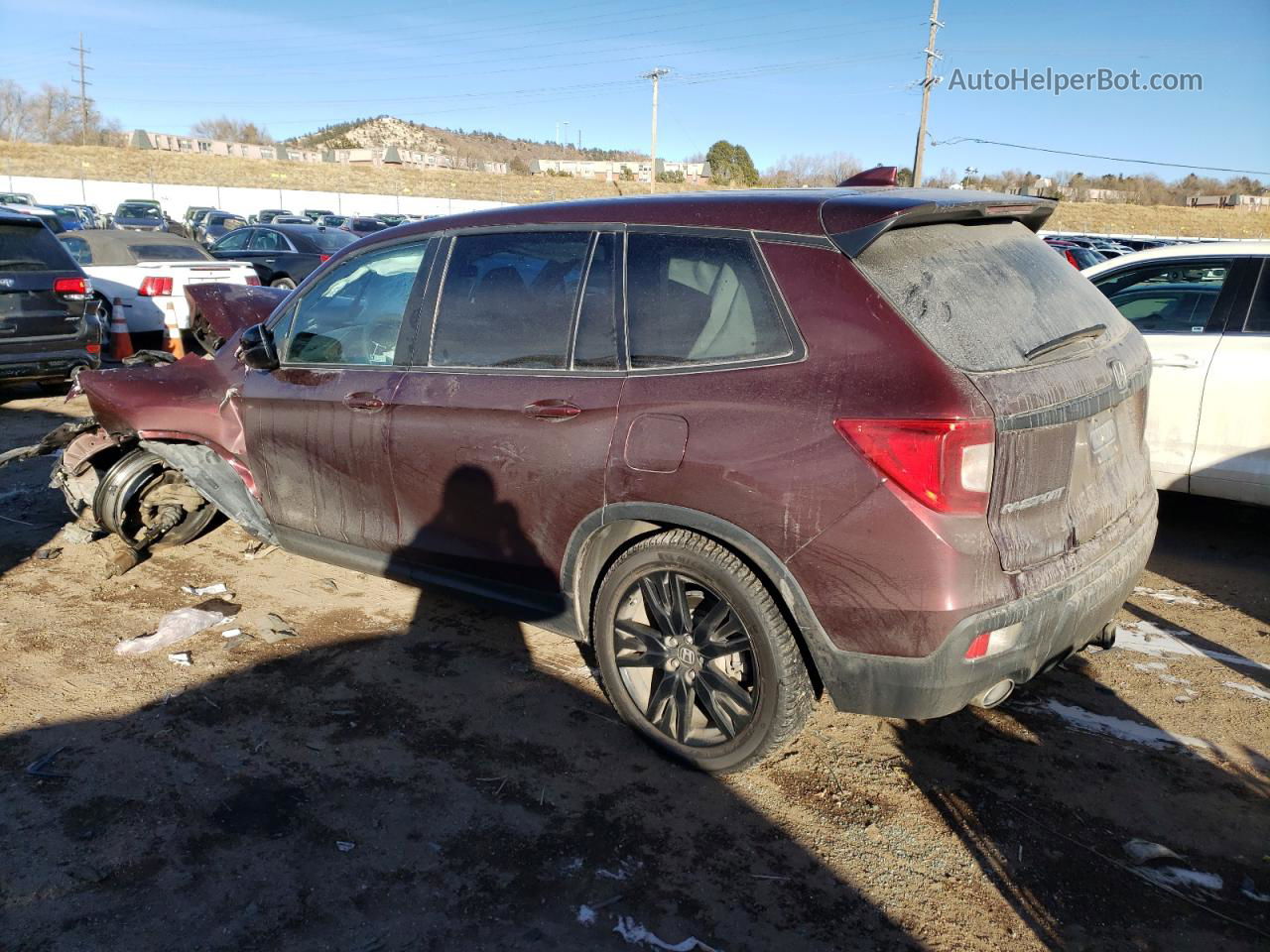 2019 Honda Passport Sport Maroon vin: 5FNYF8H2XKB019195