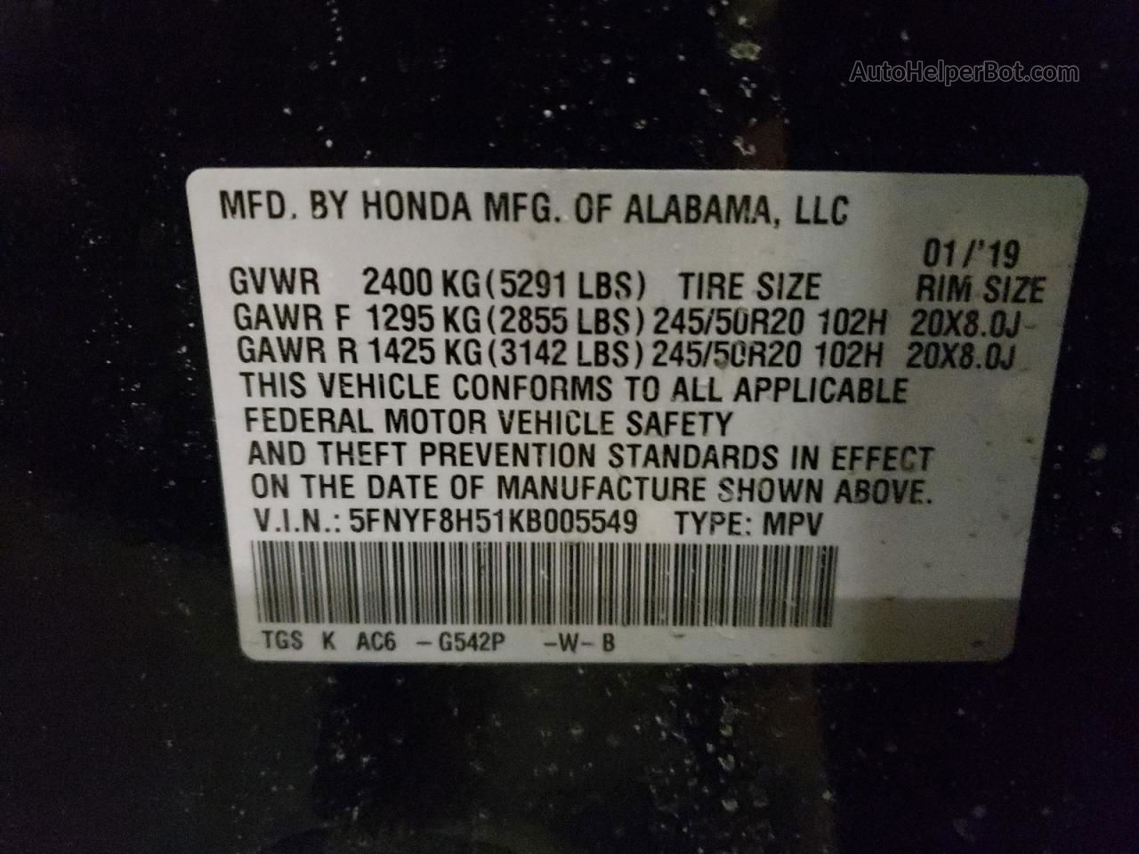 2019 Honda Passport Exl Green vin: 5FNYF8H51KB005549