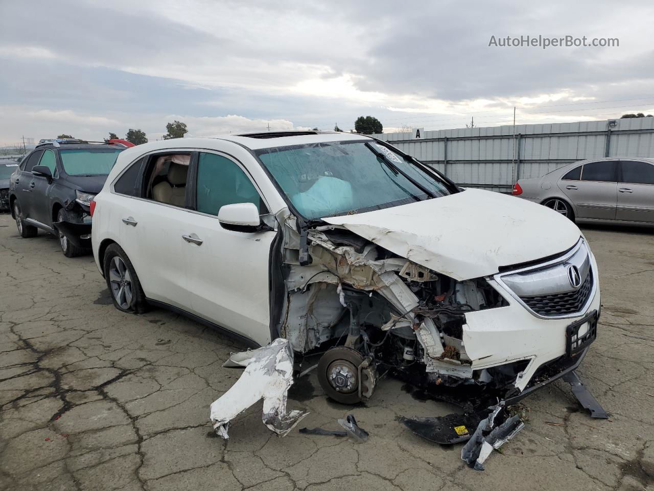 2016 Acura Mdx  White vin: 5FRYD3H22GB012854