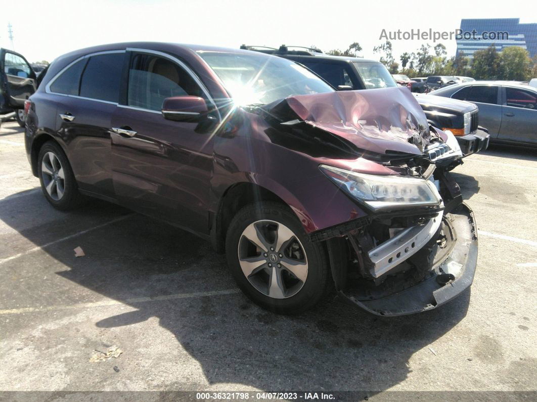 2016 Acura Mdx   Бордовый vin: 5FRYD3H23GB010837