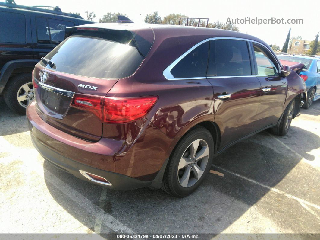 2016 Acura Mdx   Бордовый vin: 5FRYD3H23GB010837