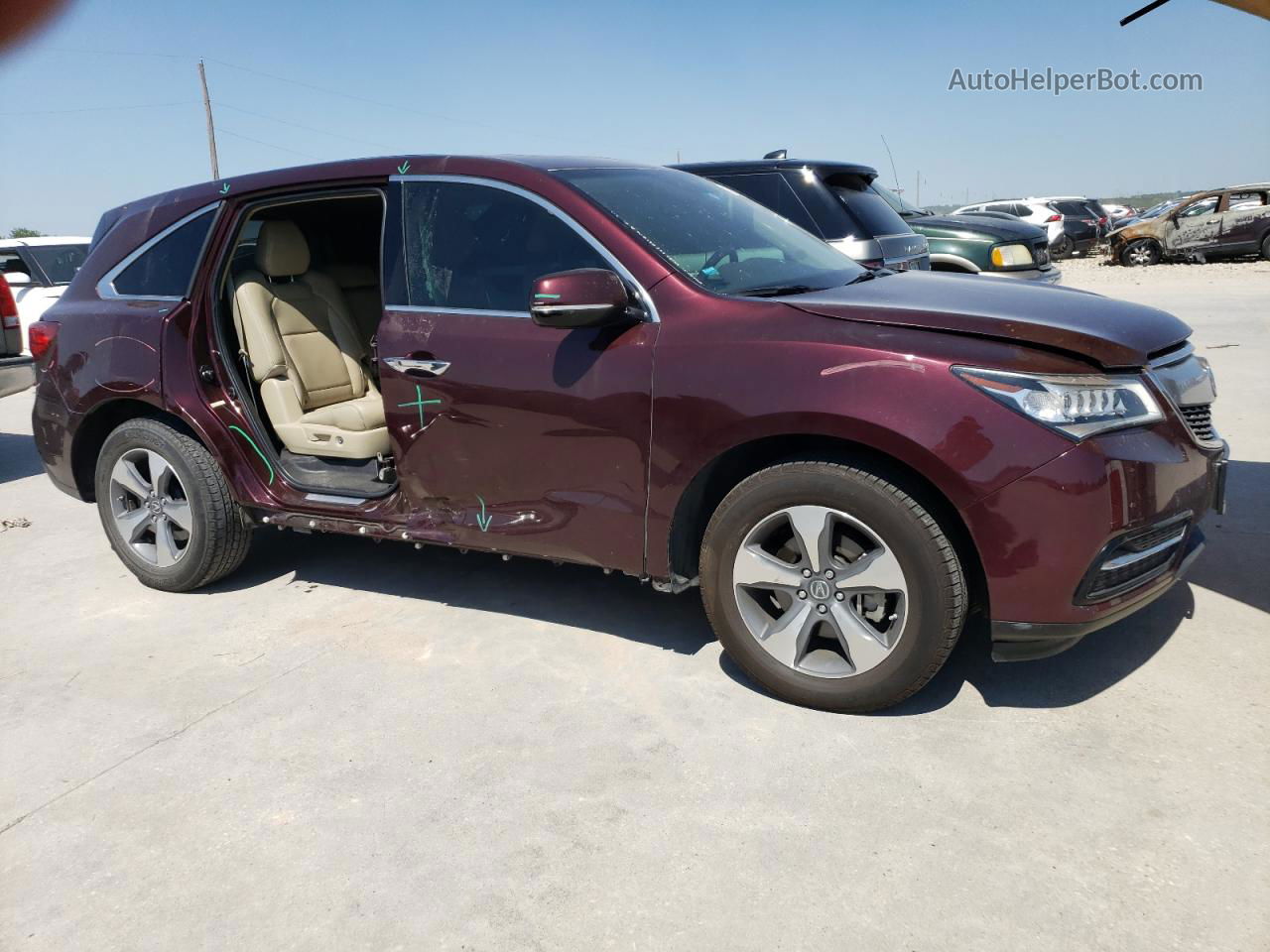 2016 Acura Mdx  Purple vin: 5FRYD3H23GB018078