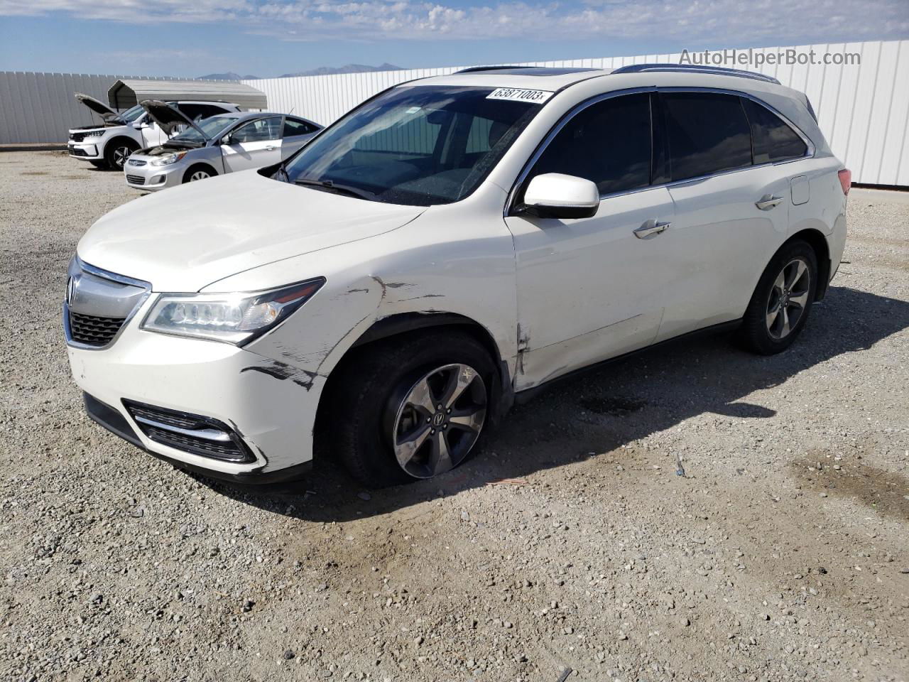 2016 Acura Mdx  Белый vin: 5FRYD3H27GB018374