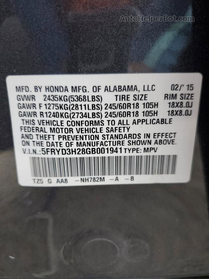 2016 Acura Mdx  Charcoal vin: 5FRYD3H28GB001941