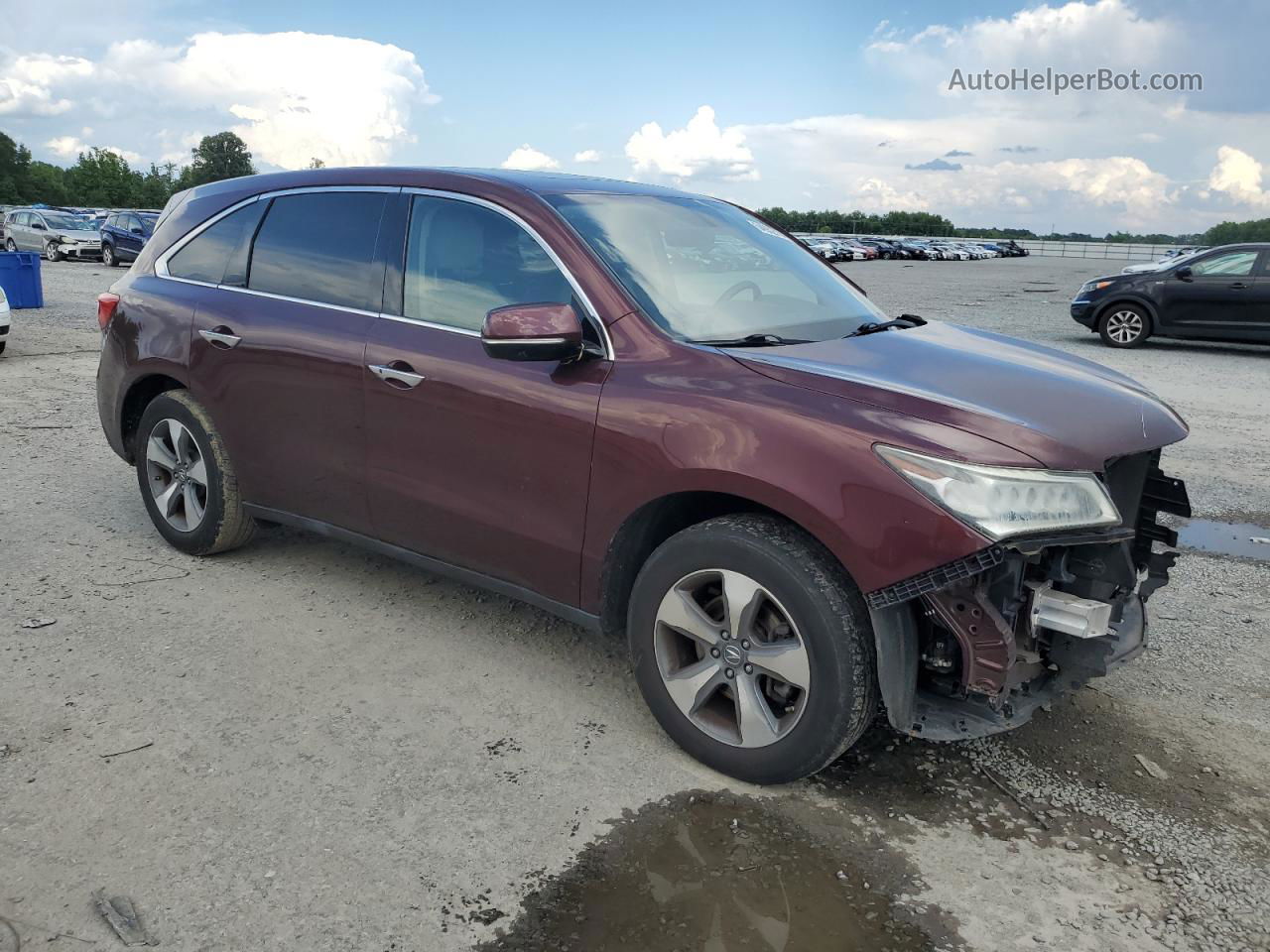 2016 Acura Mdx  Бордовый vin: 5FRYD3H28GB010834