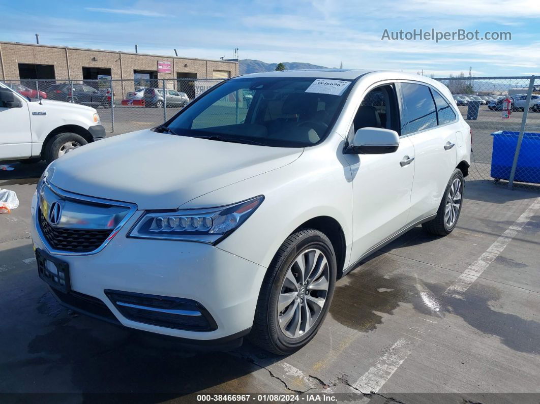 2016 Acura Mdx Technology   Acurawatch Plus Packages/technology Package White vin: 5FRYD3H43GB012833