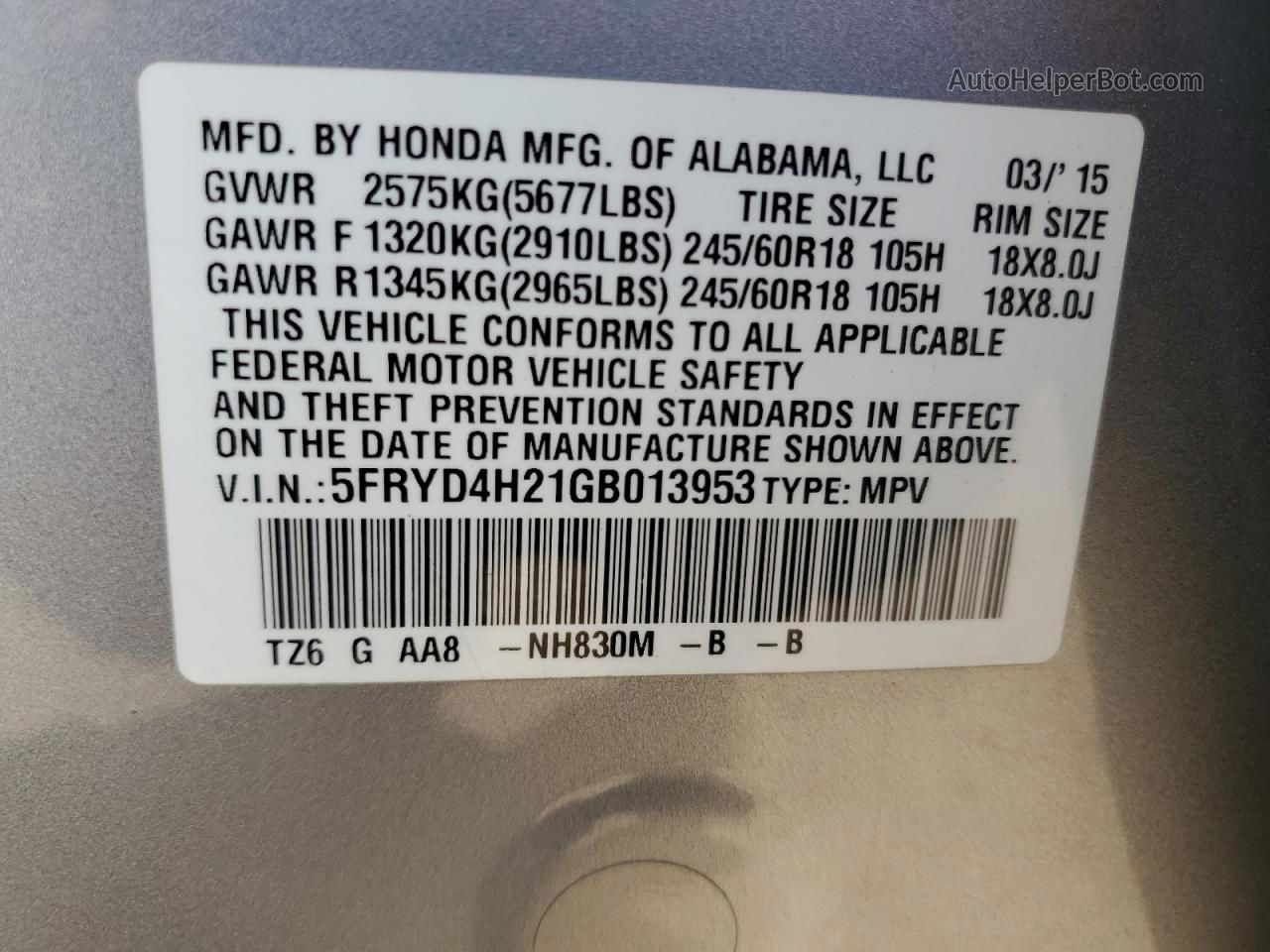 2016 Acura Mdx  Серебряный vin: 5FRYD4H21GB013953