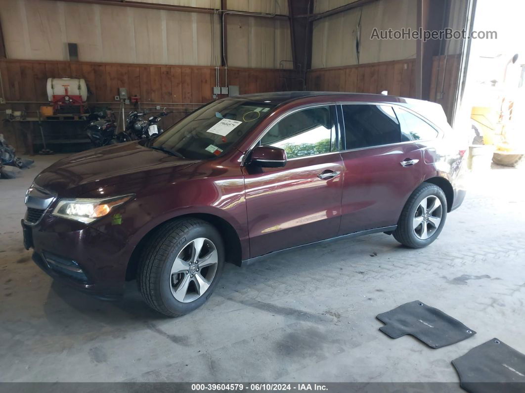 2016 Acura Mdx Acurawatch Plus Package Burgundy vin: 5FRYD4H22GB018983