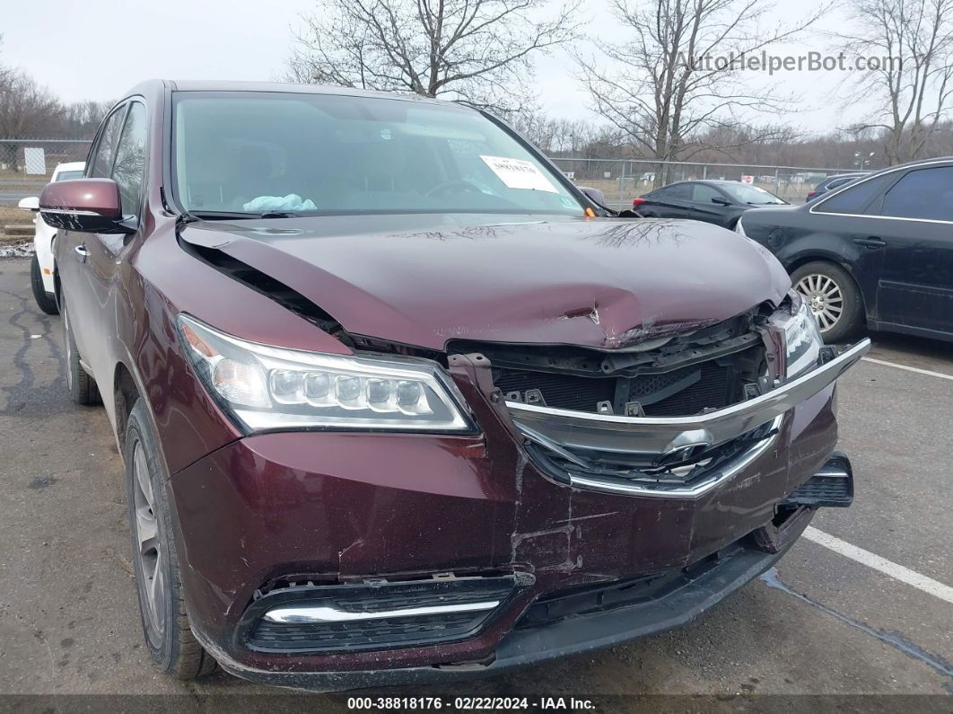 2016 Acura Mdx   Бордовый vin: 5FRYD4H24GB042797