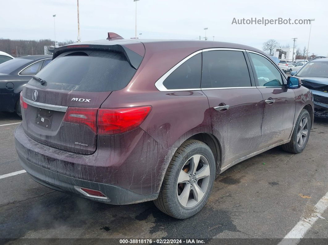 2016 Acura Mdx   Бордовый vin: 5FRYD4H24GB042797