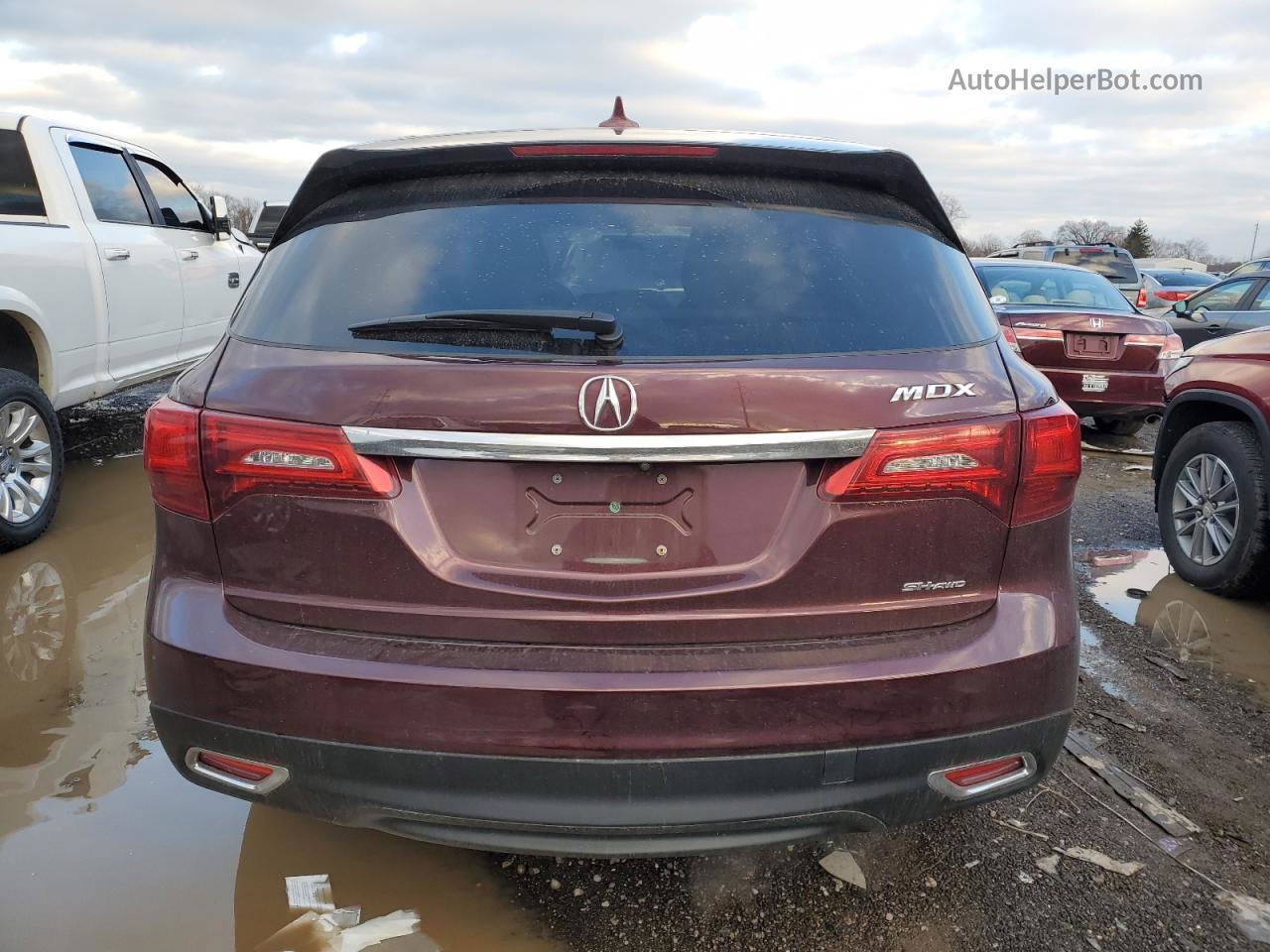 2016 Acura Mdx  Темно-бордовый vin: 5FRYD4H2XGB035773