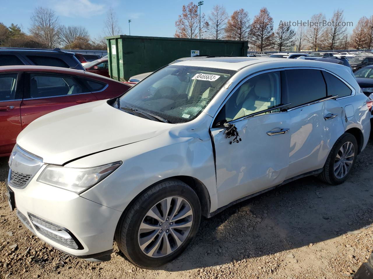 2016 Acura Mdx Technology White vin: 5FRYD4H40GB008812