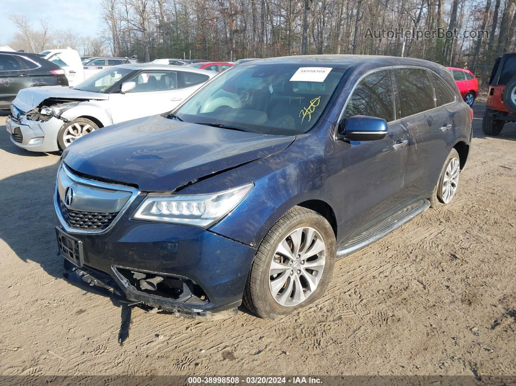 2016 Acura Mdx Technology   Acurawatch Plus Packages/technology Package Blue vin: 5FRYD4H41GB027885