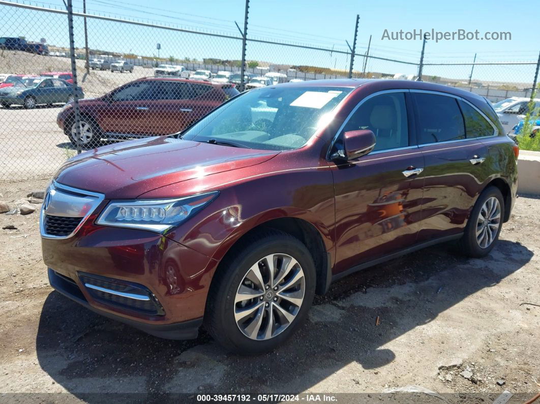 2016 Acura Mdx Technology   Acurawatch Plus Packages/technology Package Темно-бордовый vin: 5FRYD4H41GB032682