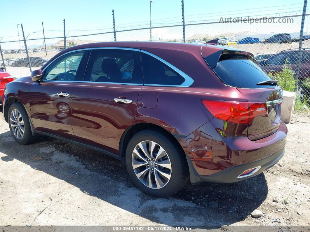 2016 Acura Mdx Technology   Acurawatch Plus Packages/technology Package Maroon vin: 5FRYD4H41GB032682