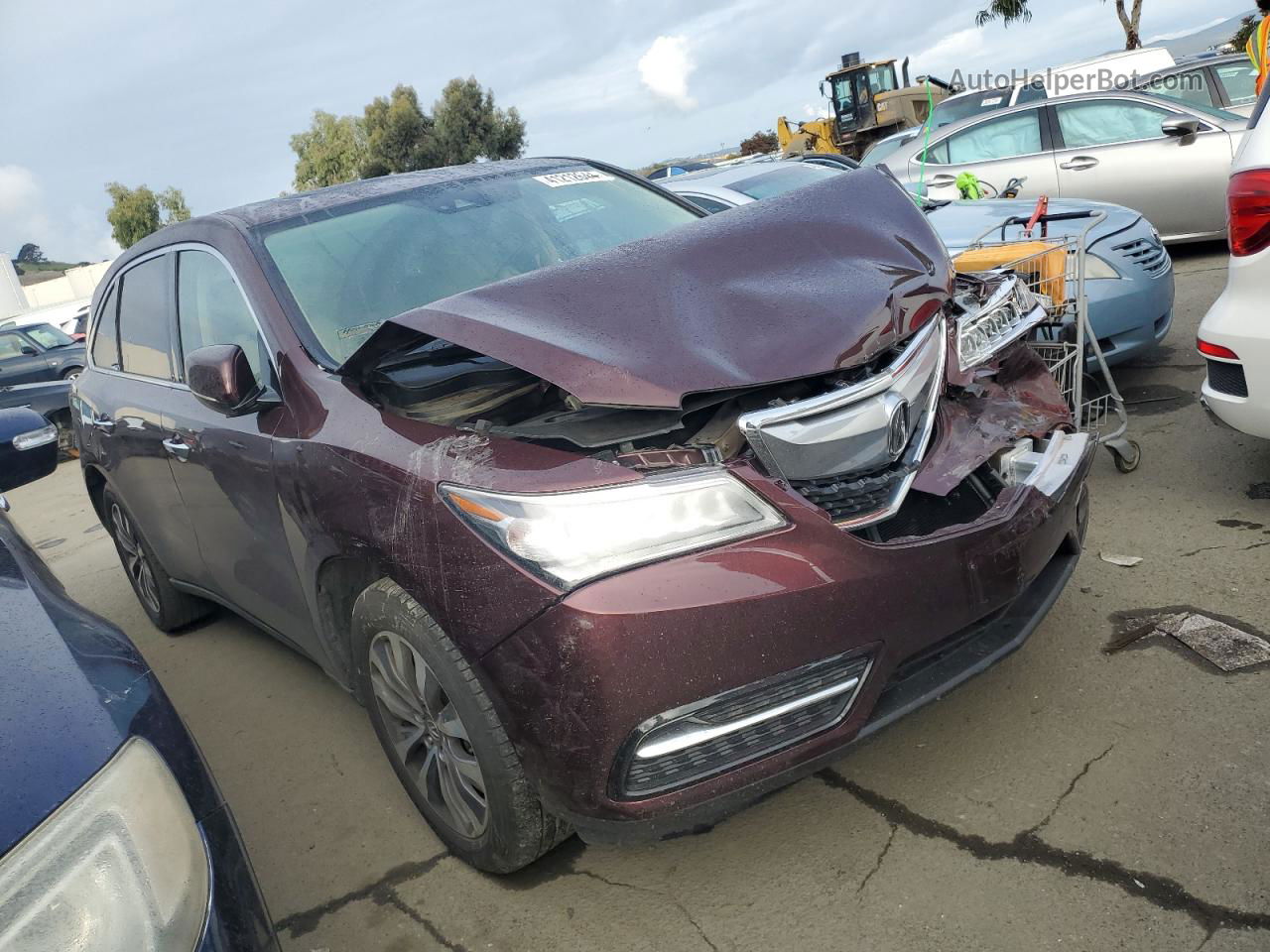 2016 Acura Mdx Technology Burgundy vin: 5FRYD4H42GB001389