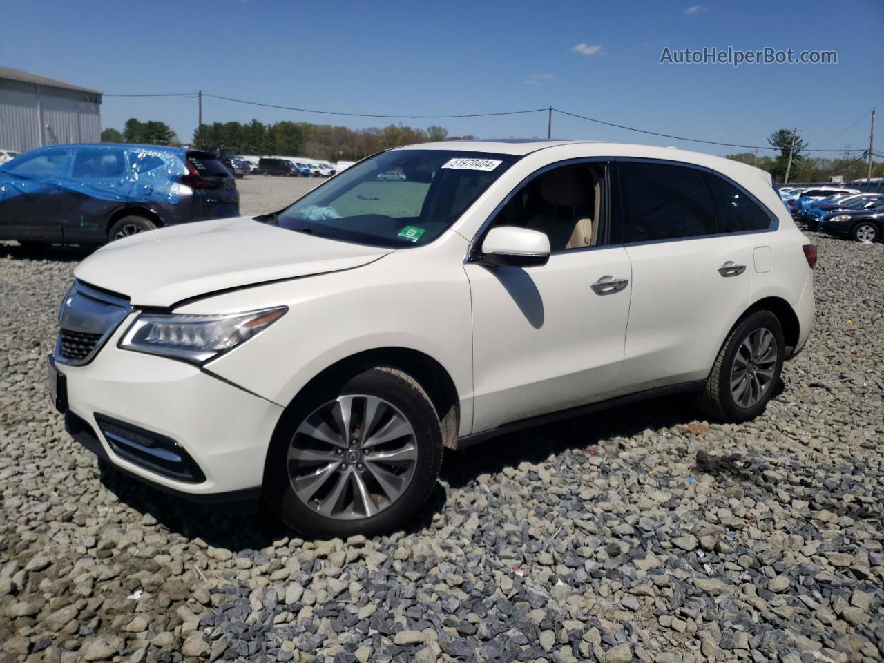 2016 Acura Mdx Technology White vin: 5FRYD4H45GB055527